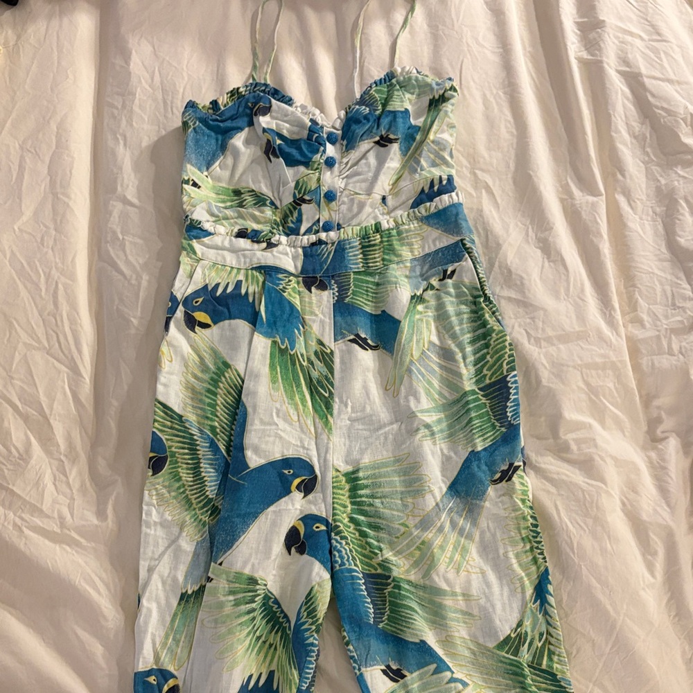 FARM RIO Tropical Parrot Print Jumpsuit